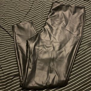 Black faux leather leggings